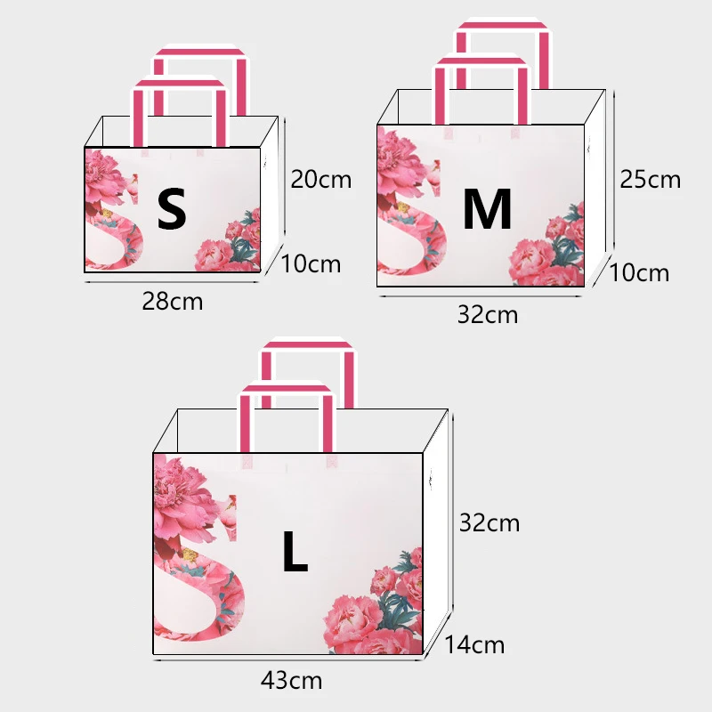 Description Picture 2 of itemFlower Print Shopping Bag Tote Non-woven Fabric Eco Handbag Travel Grocery Folding Bags Clothing Packaging Bag Gifts Valentine's