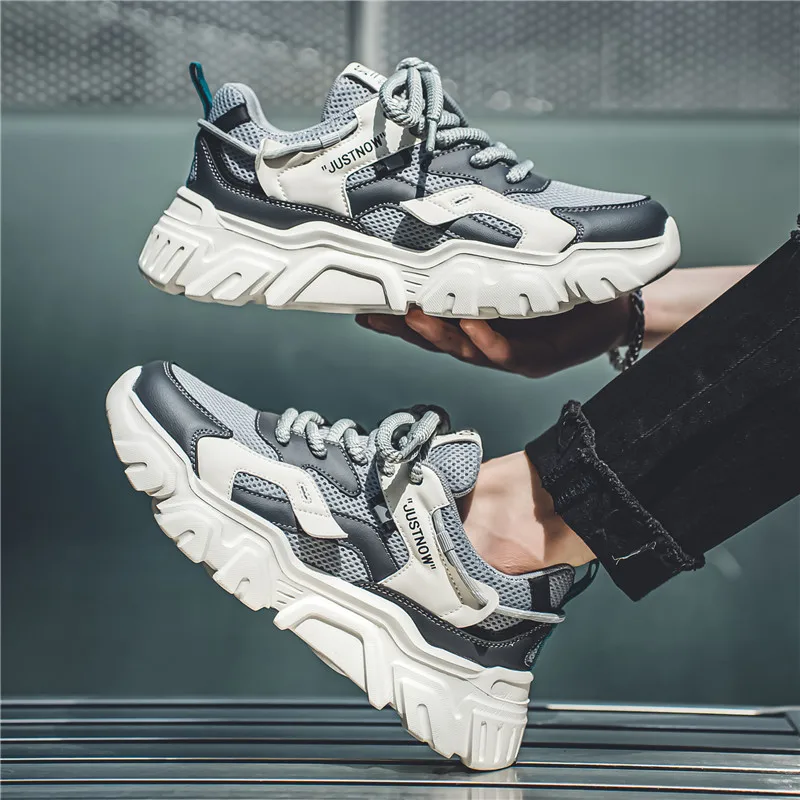 

Новинка 2024, летние легкие Модные мужские сетчатые спортивные удобные беговые кроссовки на толстой подошве