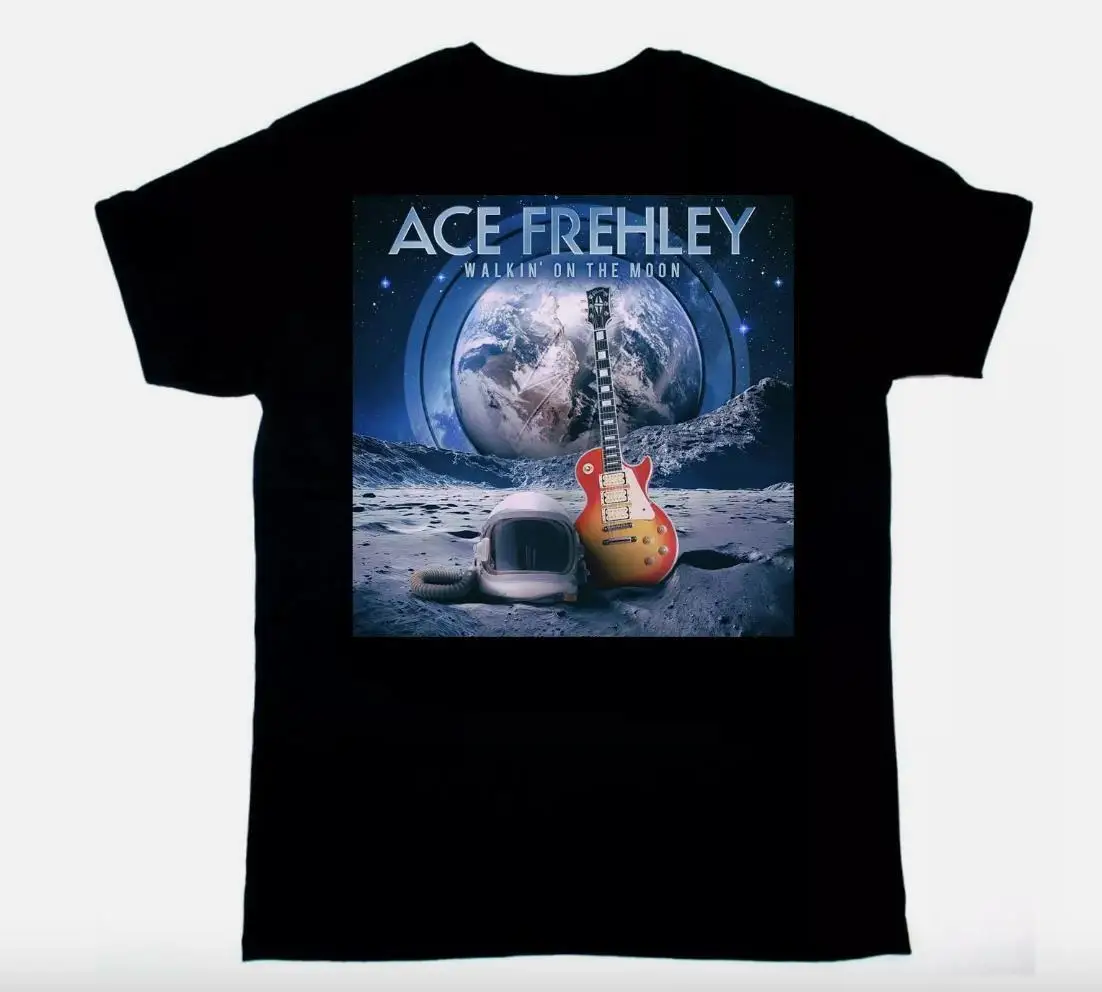 

Хлопковая черная унисекс рубашка Vtg Ace Frehley Walkin on the Moon, все размеры