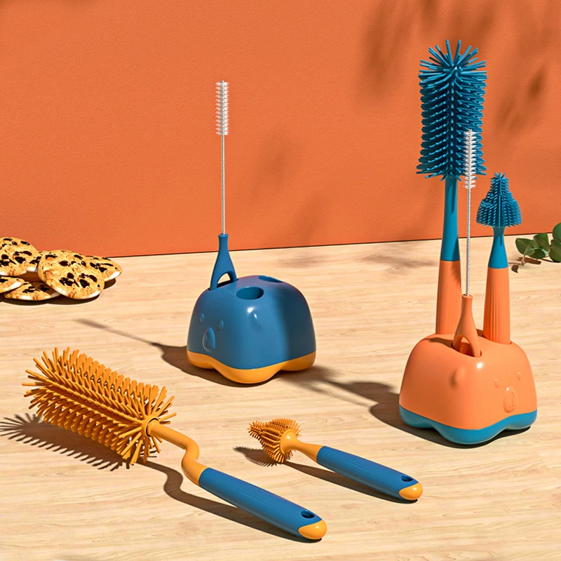 Silicone Brush For Bottles 360 Degree Rotation Baby Bottle Pacifier Cleaning Brush Nipple Dropper Brushes Set 1/2/3pcs bottle brush bottle cleaning brush cleaning brush cleaning brush set