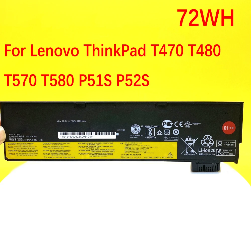 Laptop Battery For Lenovo ThinkPad T470 T480 T570 T580 P51S P52S 01AV423 01AV424