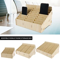 Wood Cell Phone Holder Solid Phone Storage Box Versatile Phone Holder Desktop Organizer Easy to Install Phone Management Storage 1