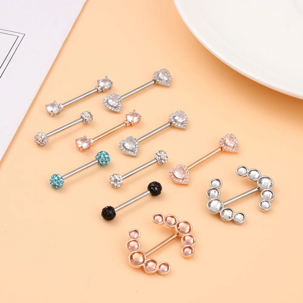 1Pair Women Sexy 316L Body Piercing Jewelry Surgical Steel Zircon