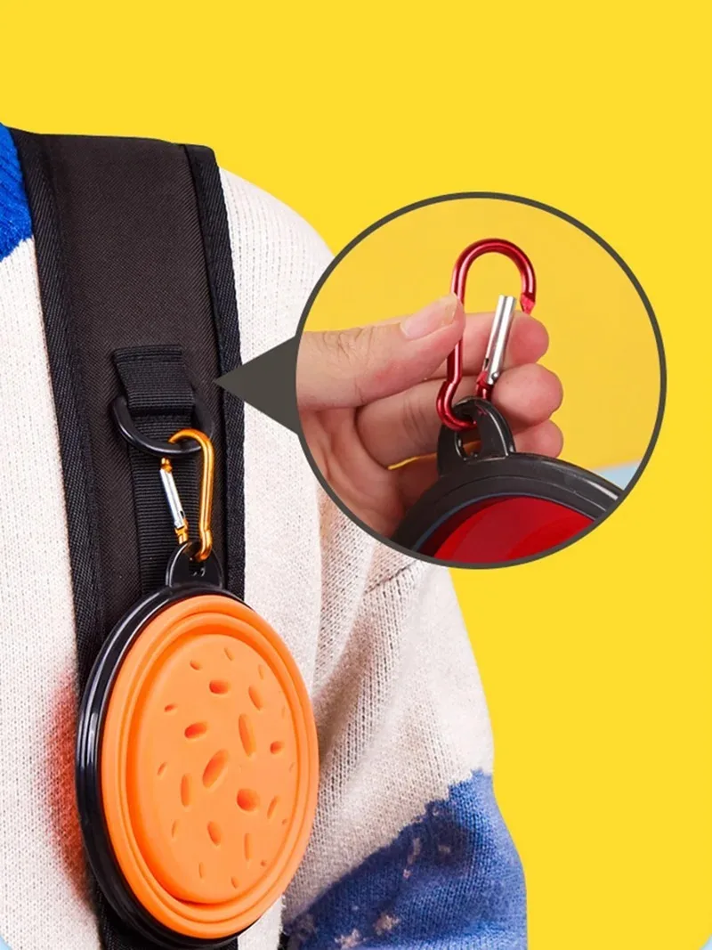 350ml Travel Slow Food Bowl for Small & Large Dogs, Foldable Pet Feeder with Buckle