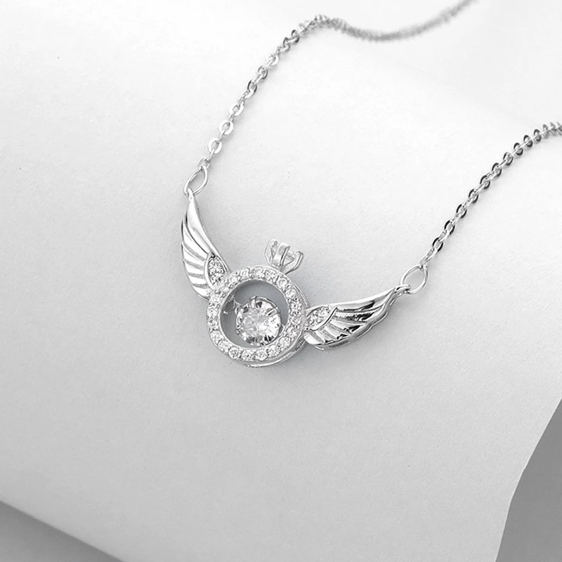 Angel Wings Women's Necklace Fashion Design Simple Flying Wing Zircon Smart Inlaid Metal-plated Clavicle Pendant Necklace