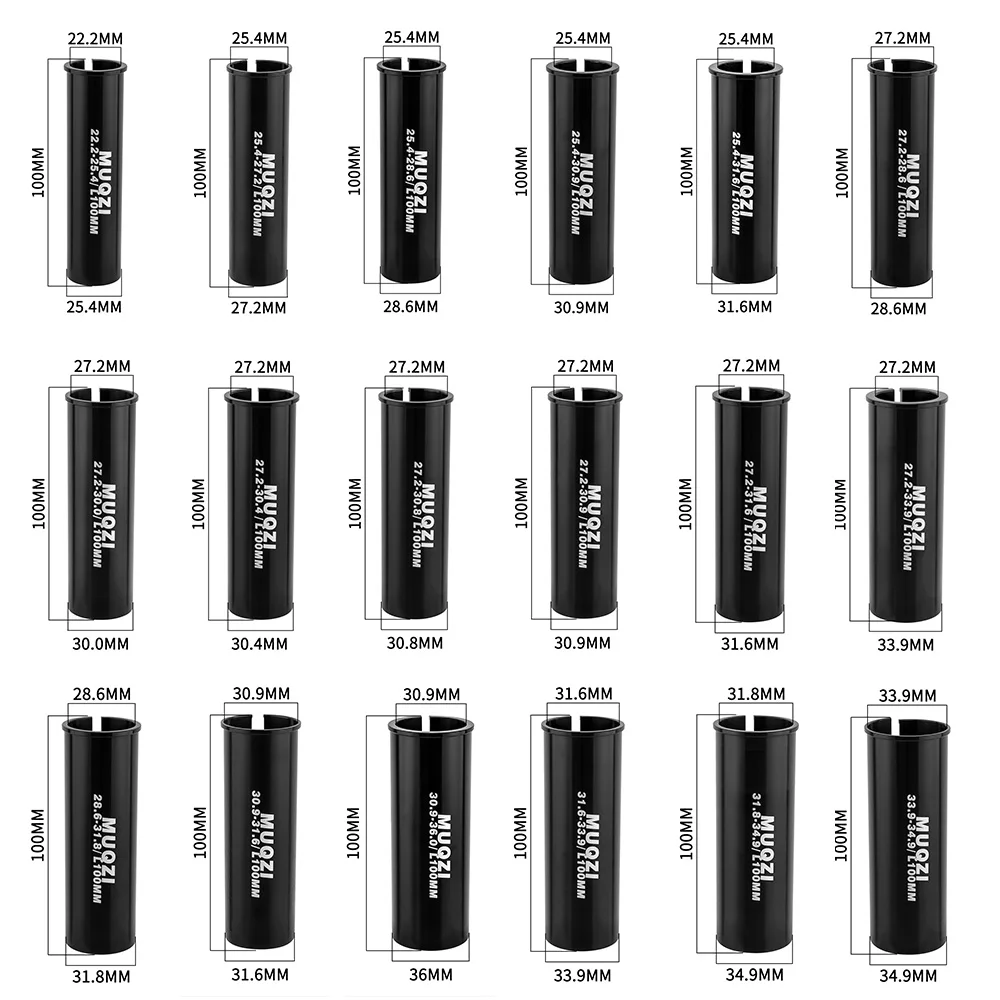 Bicycle Accessories 100mm Long Seatpot Shim 22.2-36 Seat Post Tube Adapter