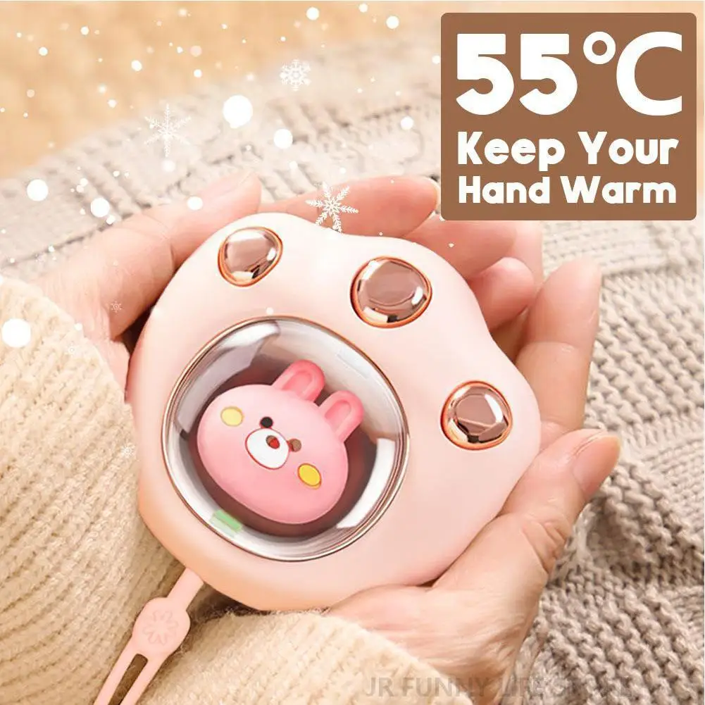 Winter Portable Cartoon Hand Warmer USB Charging Cat Paw Hand Warmer Temperature Adjustment With Strap for Student Women portable hand warmer