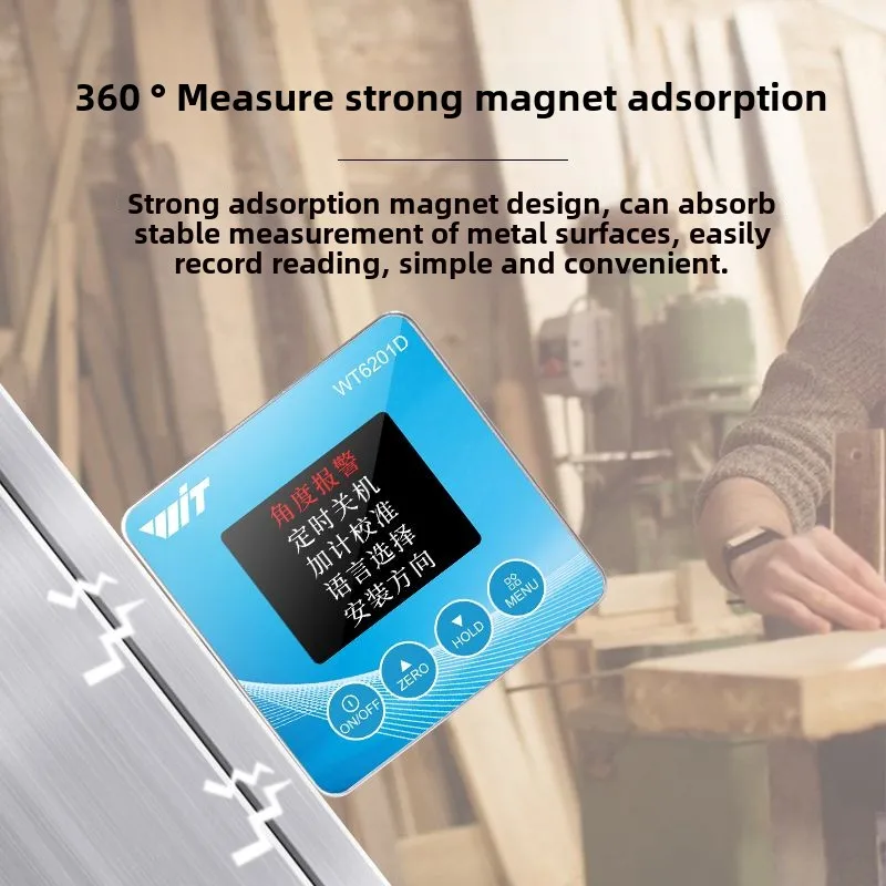WT6201D high-precision digital display inclinometer with magnetic waterproof angle ruler small IP67 waterproof