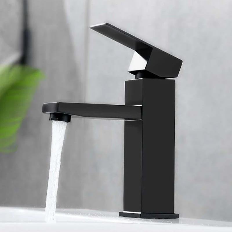 

ULA Black Faucet Bathroom Washbasin Water Mixer Tap Hot Cold Water Mixer Sink Taps Bathroom Fixture Waterfall Basin Faucet