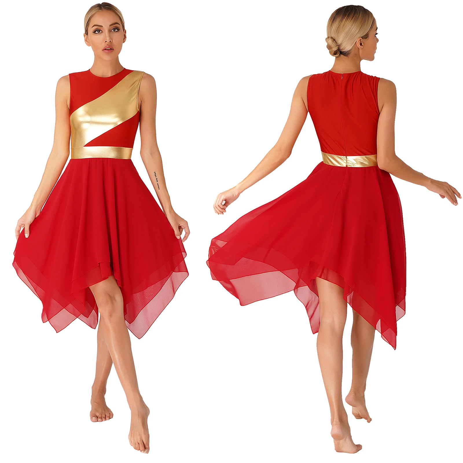 thumbnail image 1 of Vestido de baile de adoración litúrgica para mujer, dobladillo asimétrico, vestidos de baile moderno de Ballet, túnica de baile de alabanza, disfraz de actuación de baile, 1 of 5