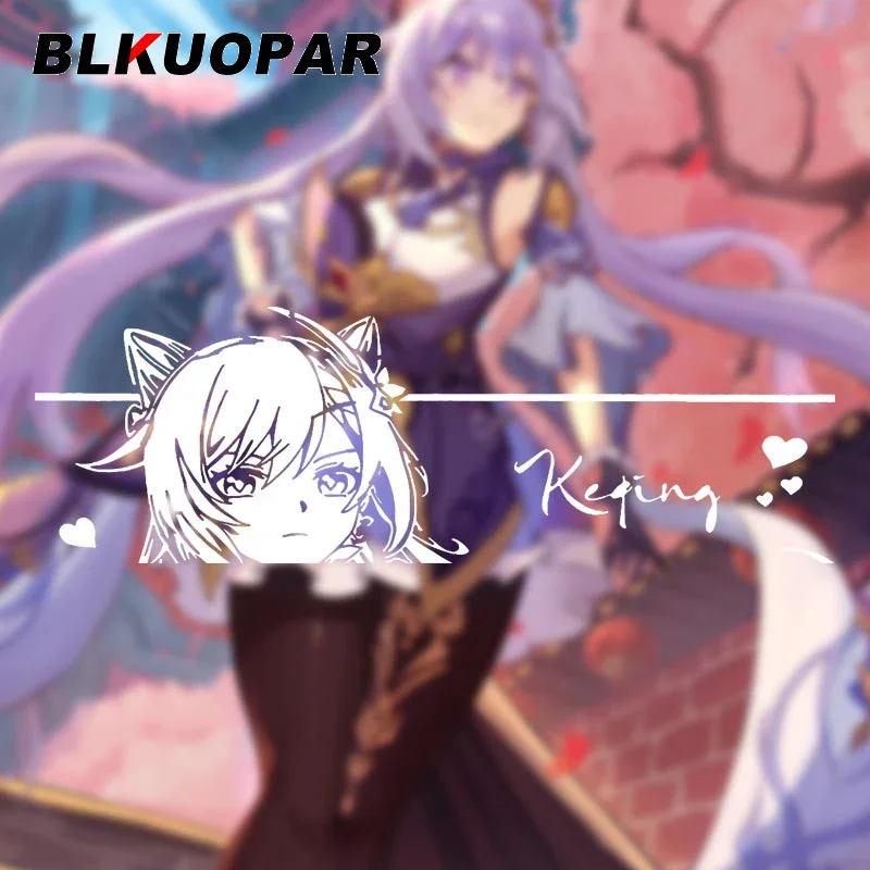

Автомобильные наклейки BLKUOPAR для Genshin Impact Keqing, высечка, индивидуальная наклейка, защита двери автомобиля, водонепроницаемая виниловая креативная графика