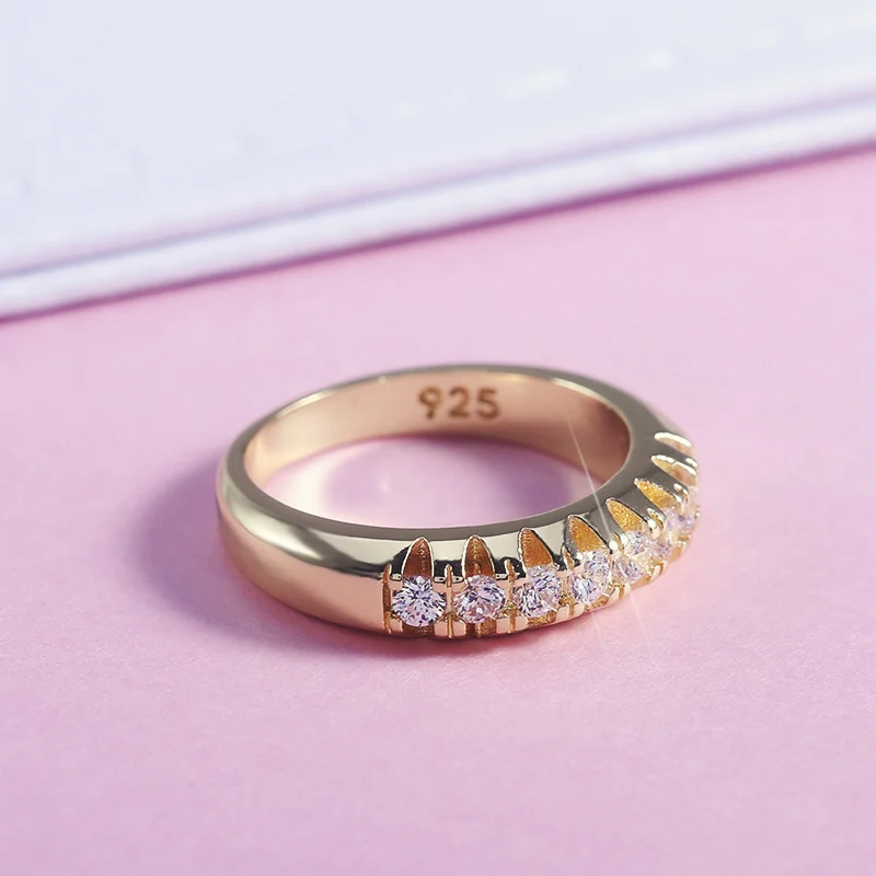 925 Sterling Silver Gold Wedding Engagement Rings Women Girls CZ Crystal Trendy Jewelry silver rings silver ring wedding rings gold plated silver ring gold rings golden ring