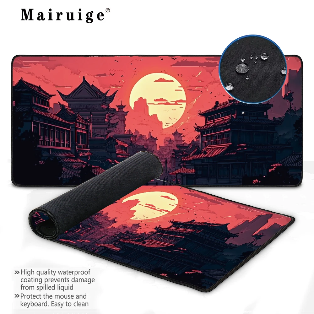 Waterproof Twilight Scenery Large Mousepad - Sunset Desk Mat & Home Office Accessory