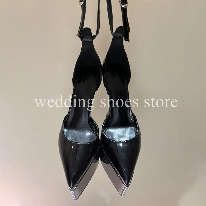 New Show High Waterproof Platform Pointed Thin Heel Women's Shoes Sexy Patent Leather 16CM Heel Height  Party Single Shoes 4