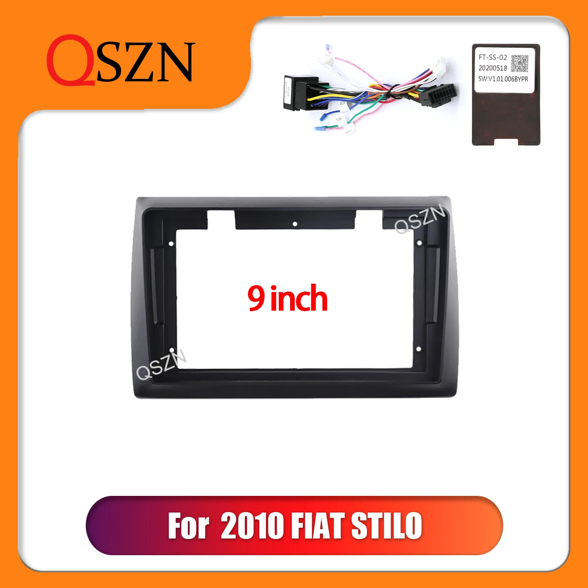 

QSZN 9 Inch Car radio Frame Fascia For FIAT Stilo 2010 Stereo Panel Dashboard Mount Kit Installation 2 Din Trim Cover Player