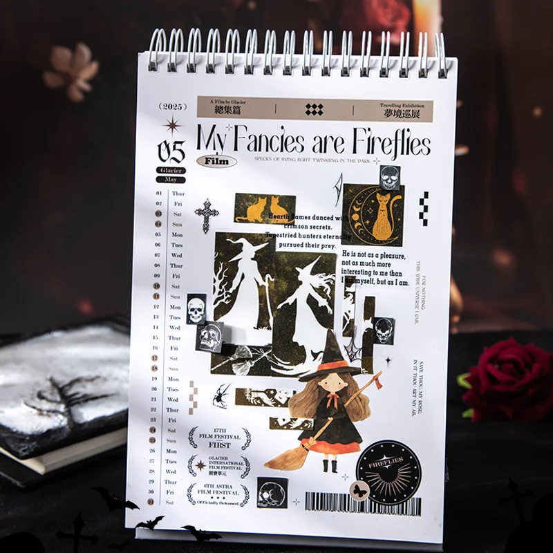 미스터 페이퍼, 빈티지 마스킹 테이프 200cm/롤 고딕 마녀 다크 던 테이프 홈 핸드북 스크랩북 DIY 장 선물