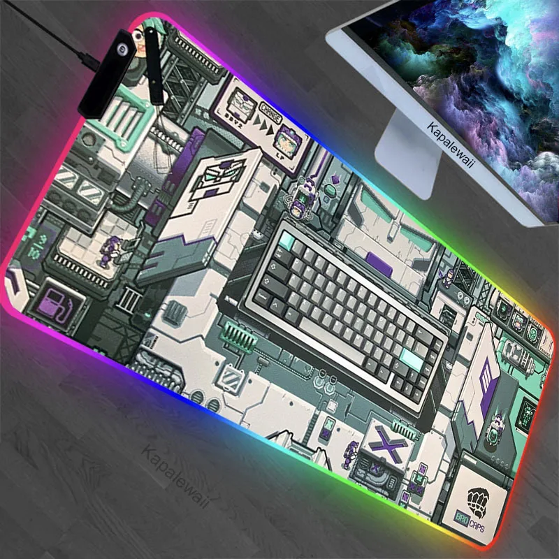 

Mechanical Keyboard Art Large RGB Mouse Pad XXL Gaming Mousepad LED Mouse Mat Gamer Mousepads Luminous Desk Pads With Backlit