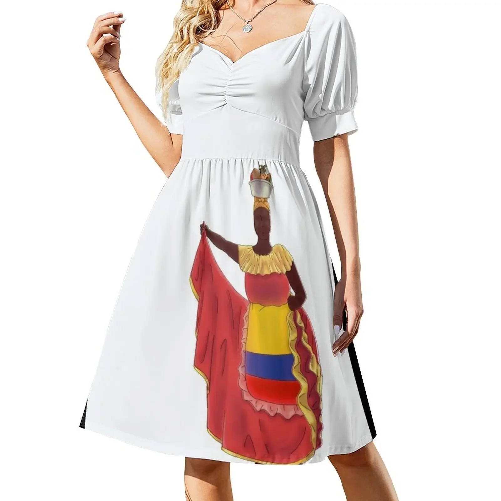 thumbnail image 1 of Palenquera colombiana Vestido Sin Mangas Ropa de mujer ropa para mujer Vestido, 1 of 7