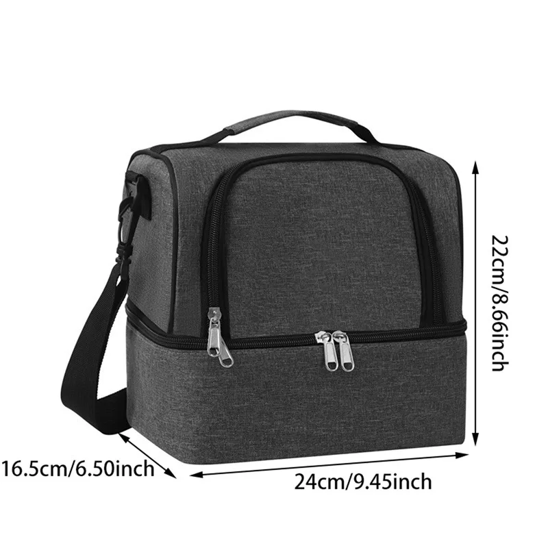 Sacs à lunch thermiques carrés de grande capacité, sac isotherme portable, sacs de nourriture isolés pour le travail, l'école, le pique-nique, les sacs à bento avec fermeture éclair