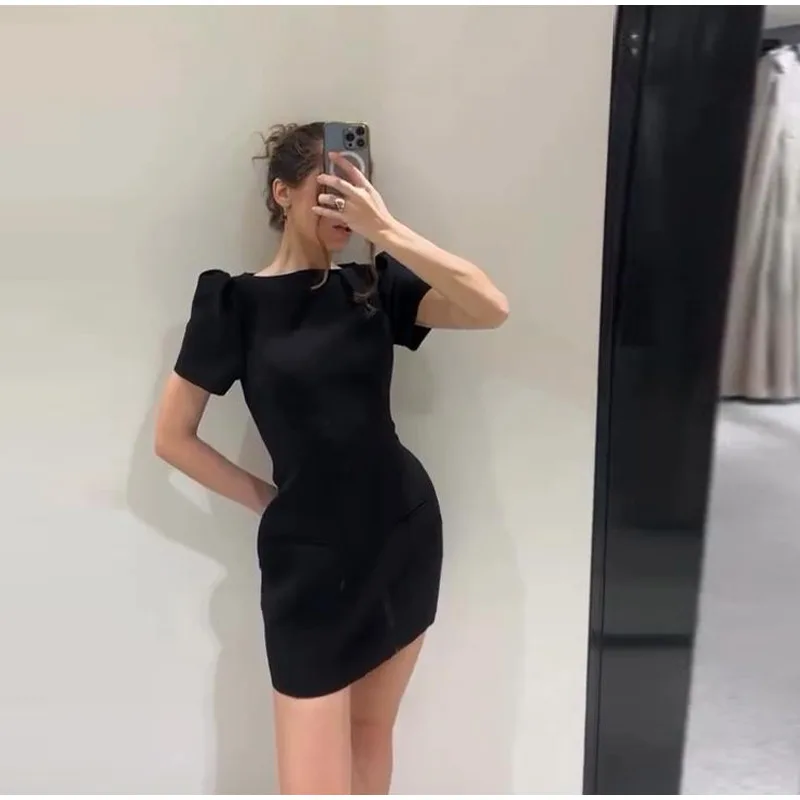 Elegantes Quadrat Kragen Kurzes Kleid Frauen Tweed Langarm Taille-geschlossenen A-linie Kleider Weibliche 2025, Herbst Chic Damen Vestidos – Detail 11