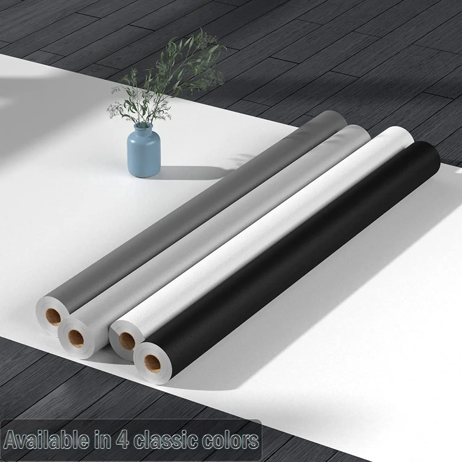 50cm Wide Matte Wallpaper Green/Black Vinyl Self-Adhesive for Wall Shelf Liner Table Door Living Room Contact Paper Wall Decor