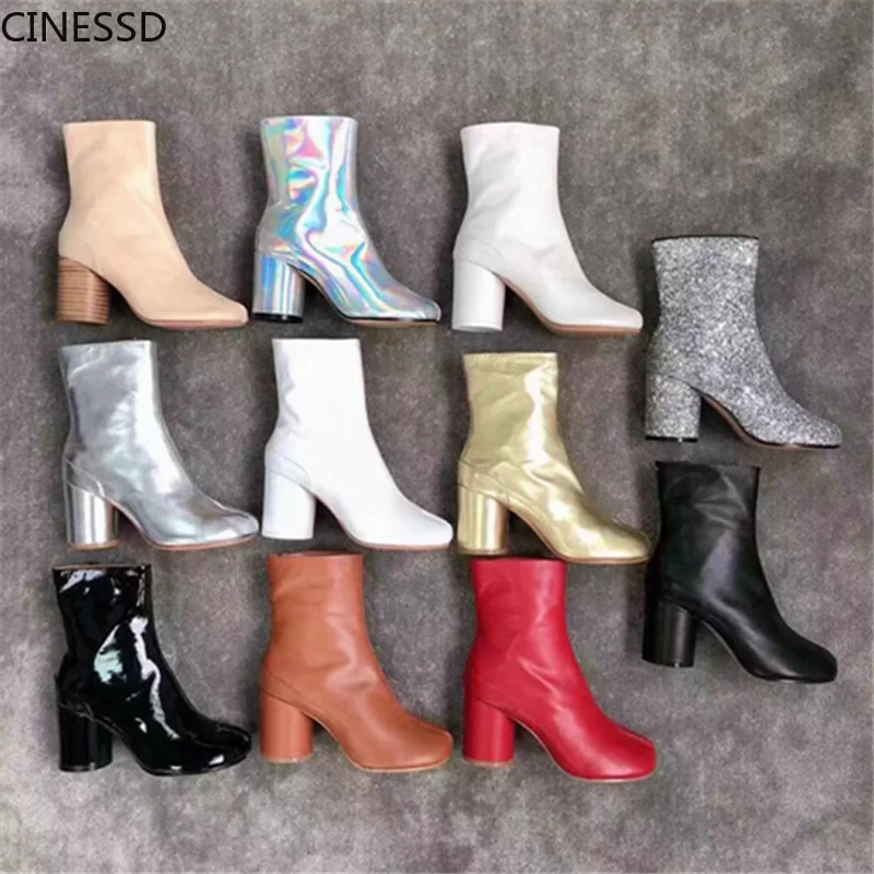 Women Real Leather Ninja Tabi Boots 