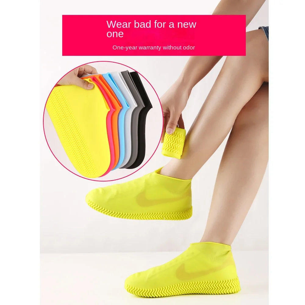 Rain Boots Cover Silicone Waterproof Shoe Cover Children Rainy Day Outdoor High Tube Thickened Non-slip
