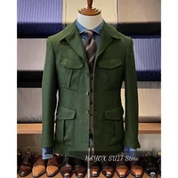 Men's Herringbone Hunting Jacket Casual 4 Pockets Fashion Design Vintage Tweed Blazer Blazer Single Breasted Comfortable Work 1