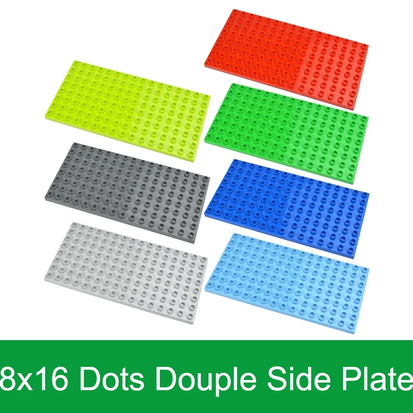 큰 크기 8x16 도트 양면 빌딩 블록 BasePlate 대형 입자 플레이트 벽돌 교육용 어린이 장난감 호환 Duploes