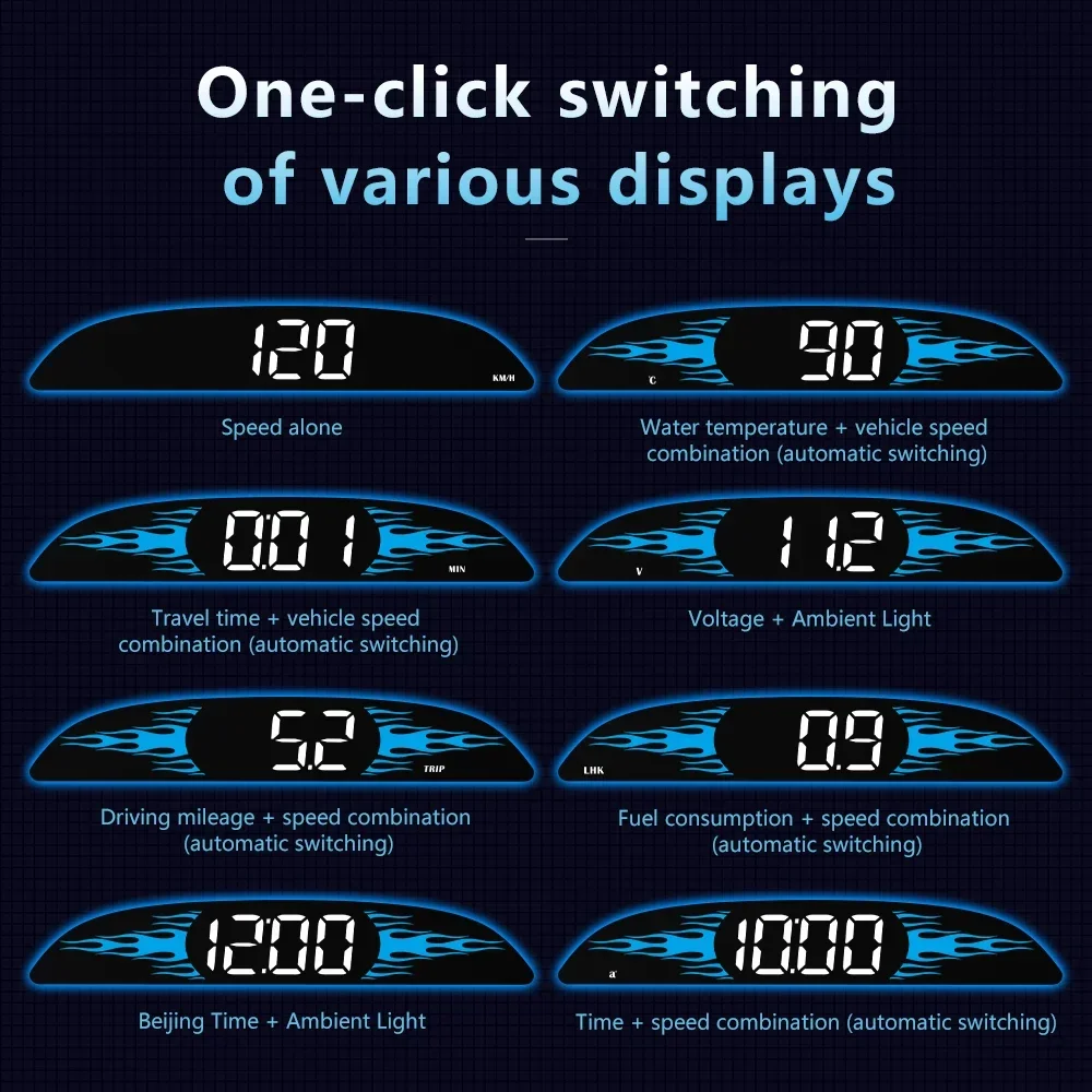B2 OBD HUD 헤드업 디스플레이 속도계 OBD2 자동차 순정 수온 전압 과속 경보 디스플레이 액세서리