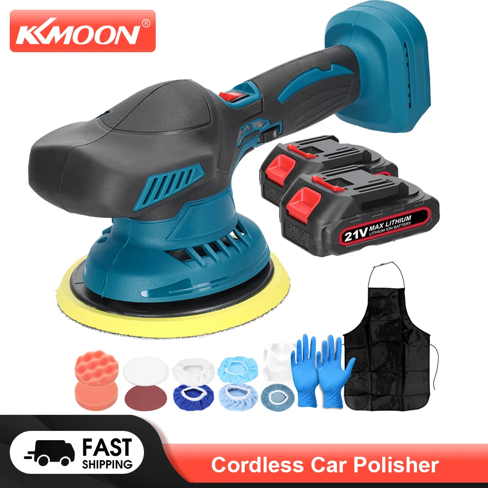KKMOON Cordless Car Polisher 6 Gear Speed Adjustable 21V Electric Auto Polishing Machine Home Cleaning Waxing Sanding Machine
