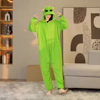 Unisex Alien Onesie Cosplay Pajamas Halloween Costume Winter Adults Kigurumi Unicorn Animal Sleepwear Green Flannel Nightwear - Image 2