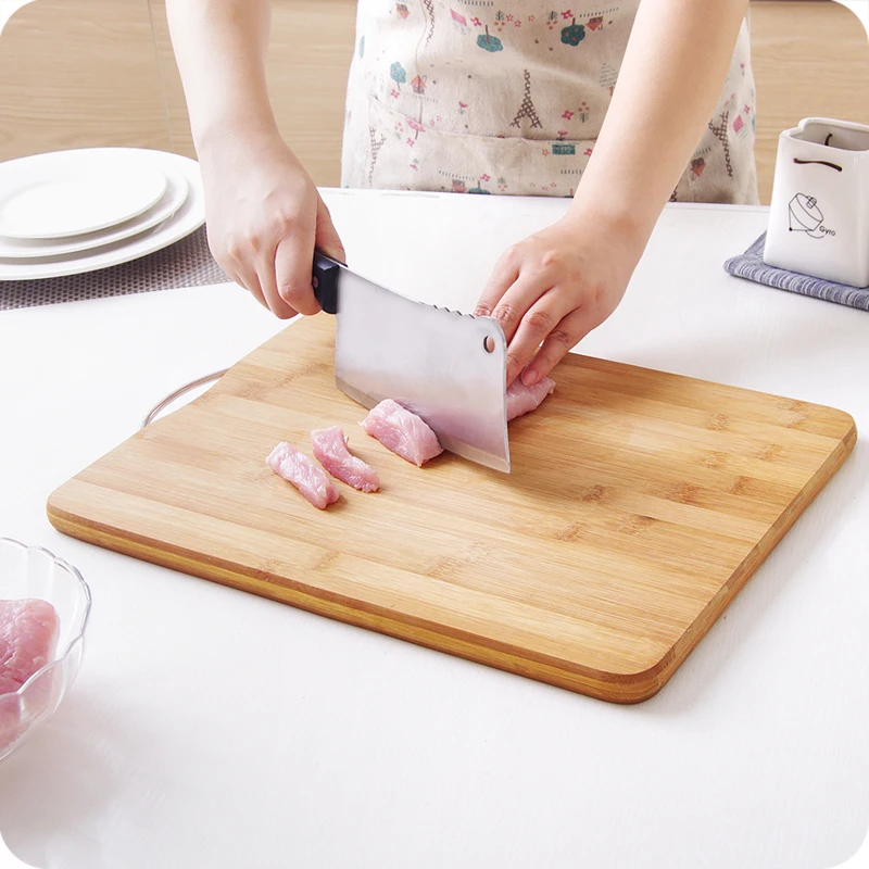 Thick Food Grade Bamboo Cutting Board with Handle, Health Classification Fruit Vegetable Chopping Block for Kitchen Cooking 3