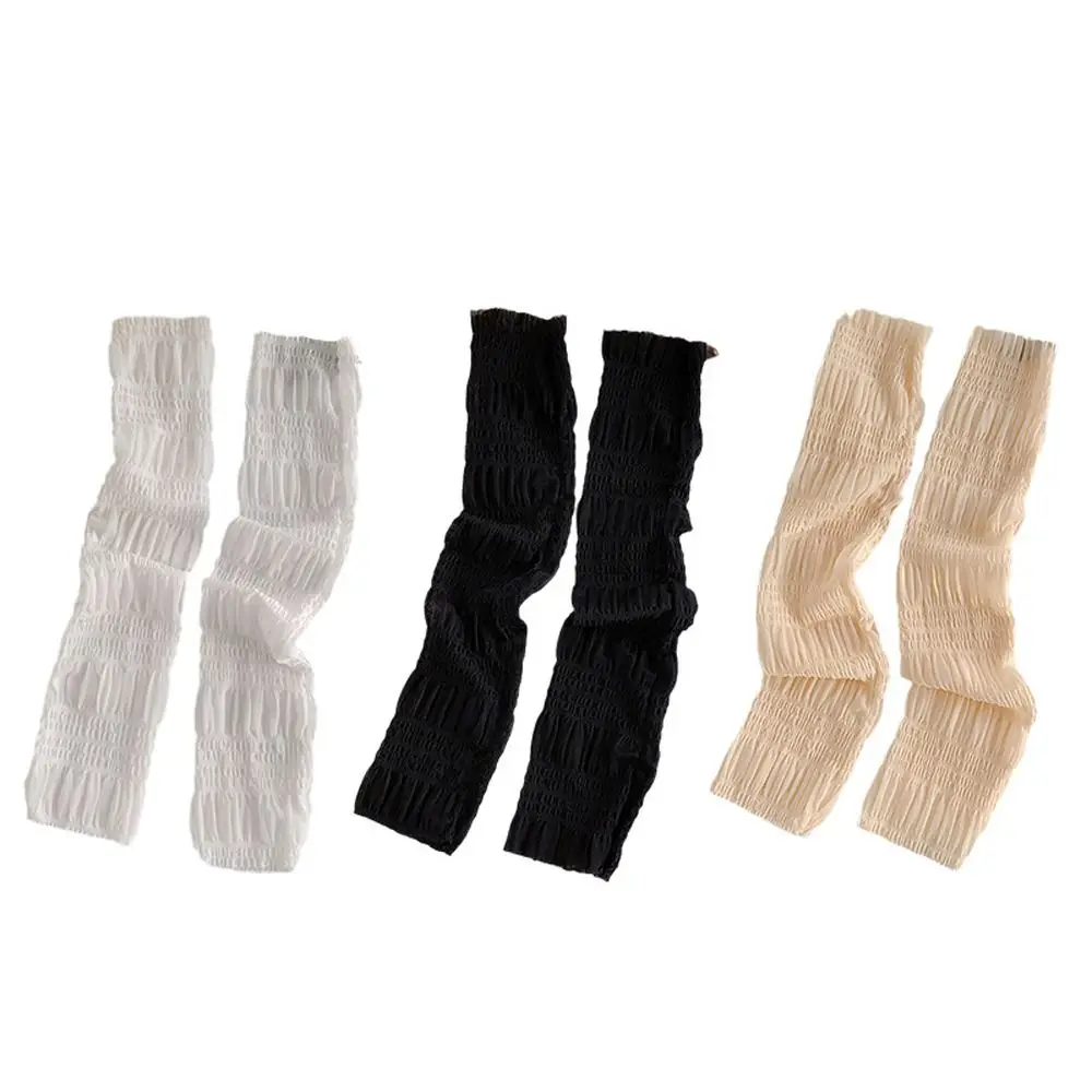 Ice Silk Cooling Arm Sleeves Elegant Lace Ruffle Sun Sleeves Transparent Thin UV Arm Sleeves Driving