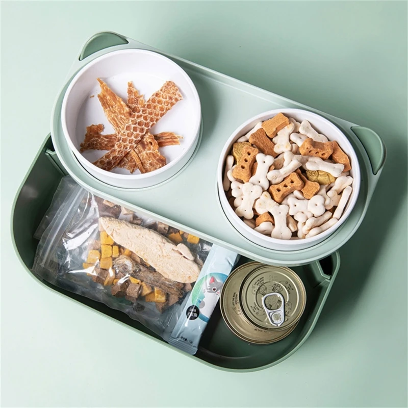 

Миска для домашних животных, двойная миска для кошек, кормушка для кормления мелких собак, принадлежности для полива 69HF