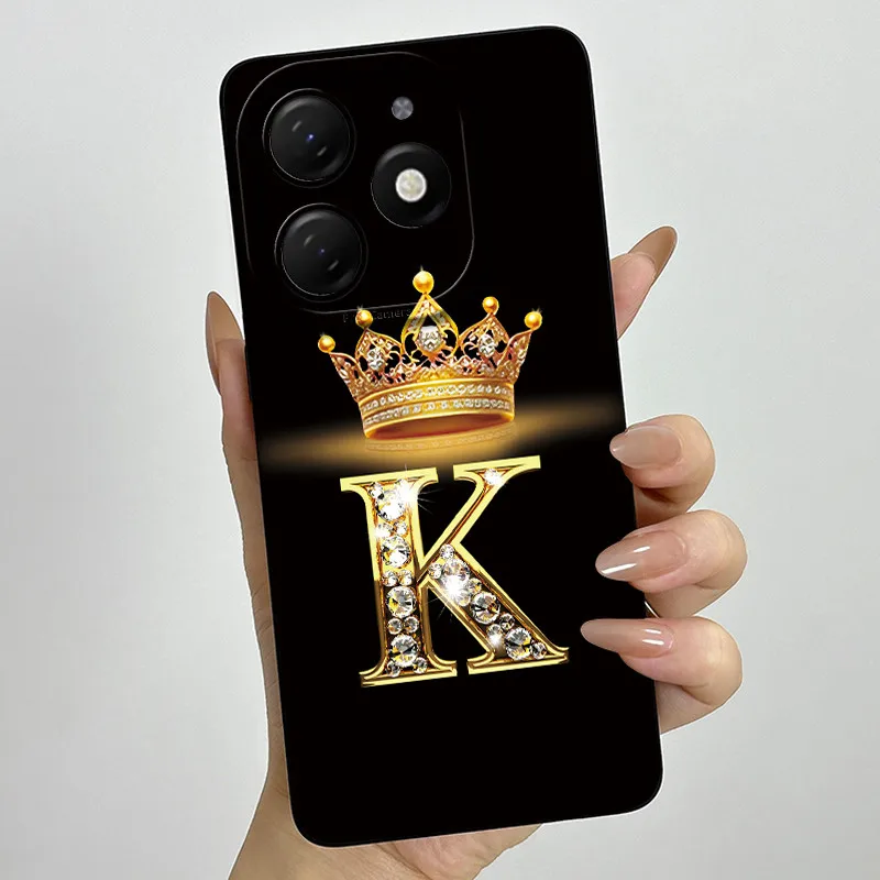 Crown Letter Silicone Soft Phone Case with Camera Protection and Back Cover Bumper