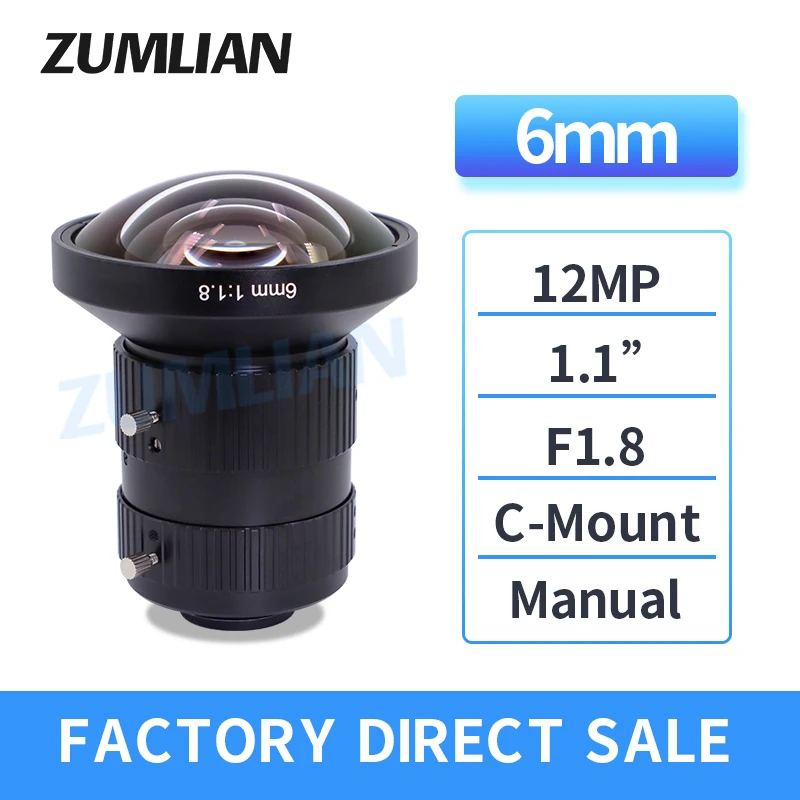 C-mount 6mm lens 1.1