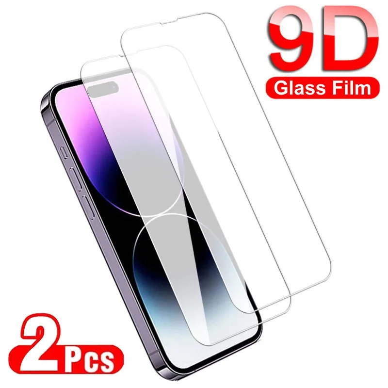 2Pcs 9D Protection Glass For iPhone 11 Pro Max 12 13 Mini 14 Pro 7