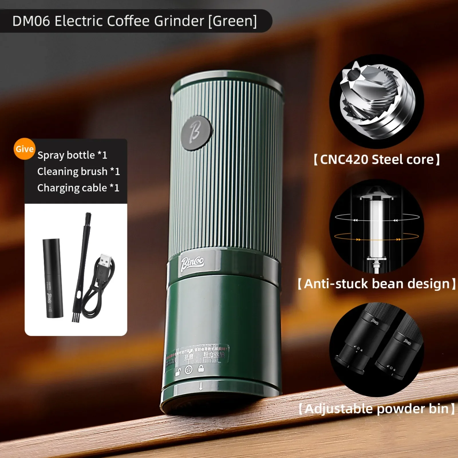 مطحنة قهوة كهربائية محمولة بينكوو - قابلة للشحن عبر USB، طحن دقيق لحبوب القهوة، تصميم عملي للسفر والرحلات