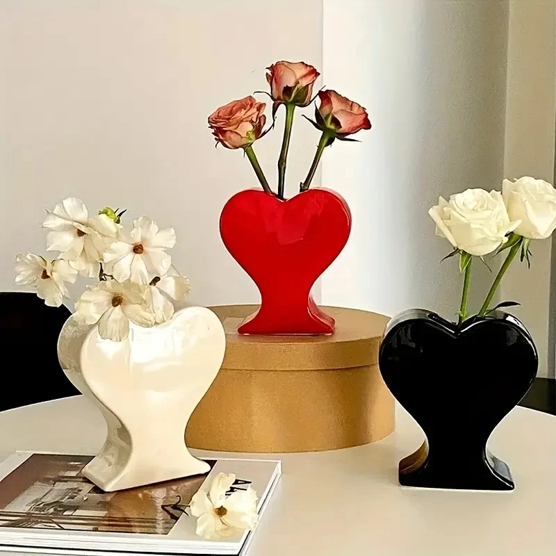 مزهرية إبداعية على شكل قلب لغرفة المعيشة، مزهرية لسطح المكتب، هدية عيد الحب، ديكور فريد من نوعه