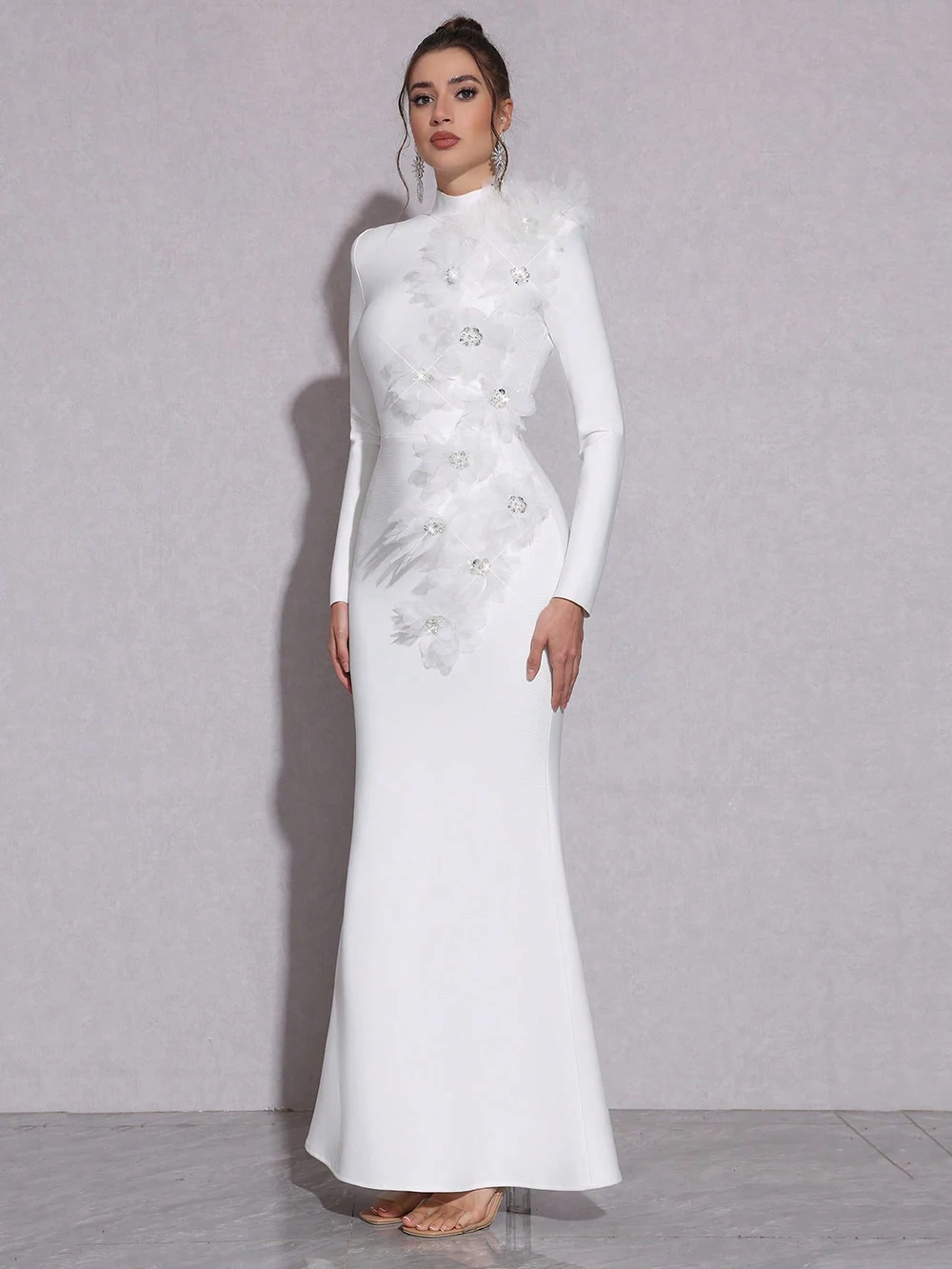 فستان Modphy المثير باللون الأبيض بأشرطة 2025 فستا...