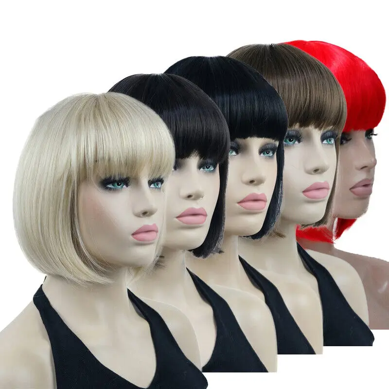 Short Straight Hair  Natural Human Hair Party  Ladies Full Wig
