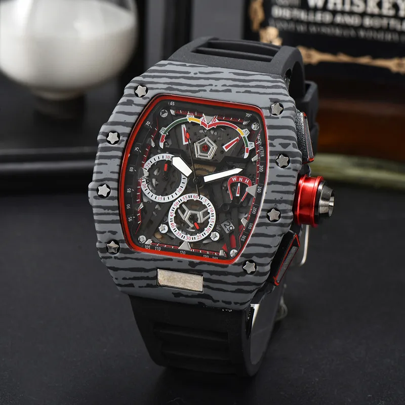 

Fully automatic sports 6-pin waterproof RM full function men's watch top brand luxury carbon fiber ring men's quartz watch