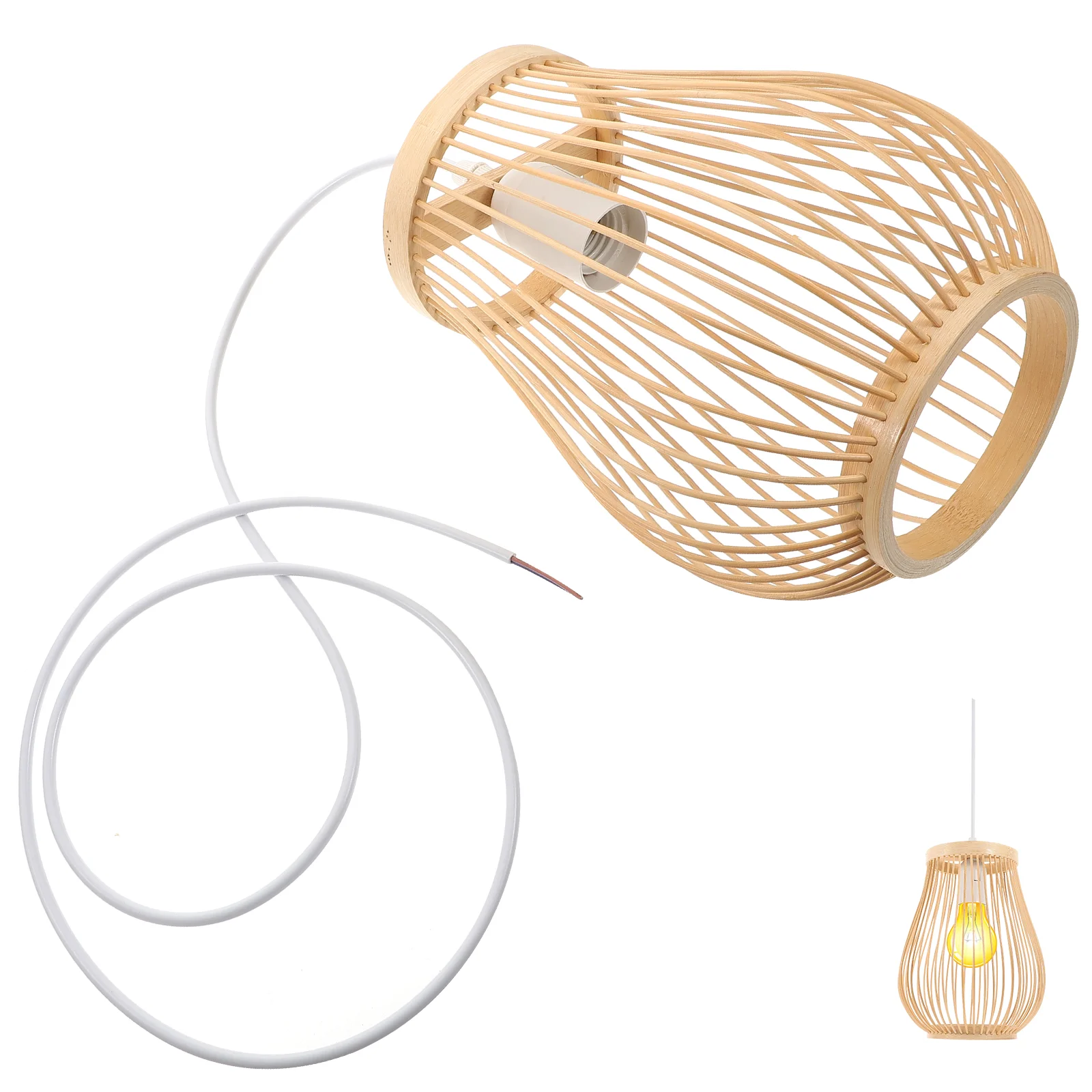 

Lamp Shade Bamboo Chandelier Lampshade Woven Pendant Light Bohemia Hanging Lights for Kitchen Rattan Fixture