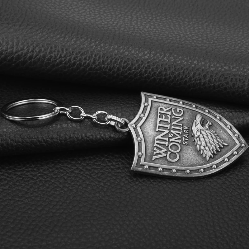 Movie Keychain House-Stark-Of-Winterfell Wolf Badge Sign Pendant Keyring Key Holder Jewelry Fine Cosplay Props Gift For Friends anime keychain game keychain mini sword keychain anime keychain pendant