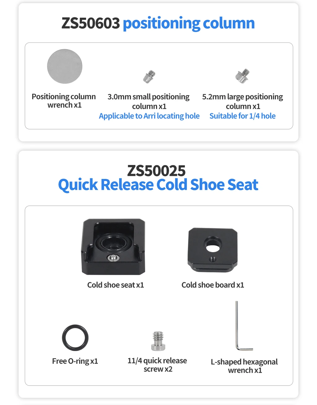 Quick Release Cold Shoe Mount 1/4 Screw for GoPro Hero 13 Insta360 Action Camera