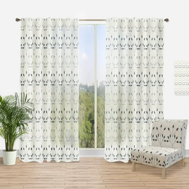 

Floral Retro Pattern I' Mid-Century Modern Curtain Panel