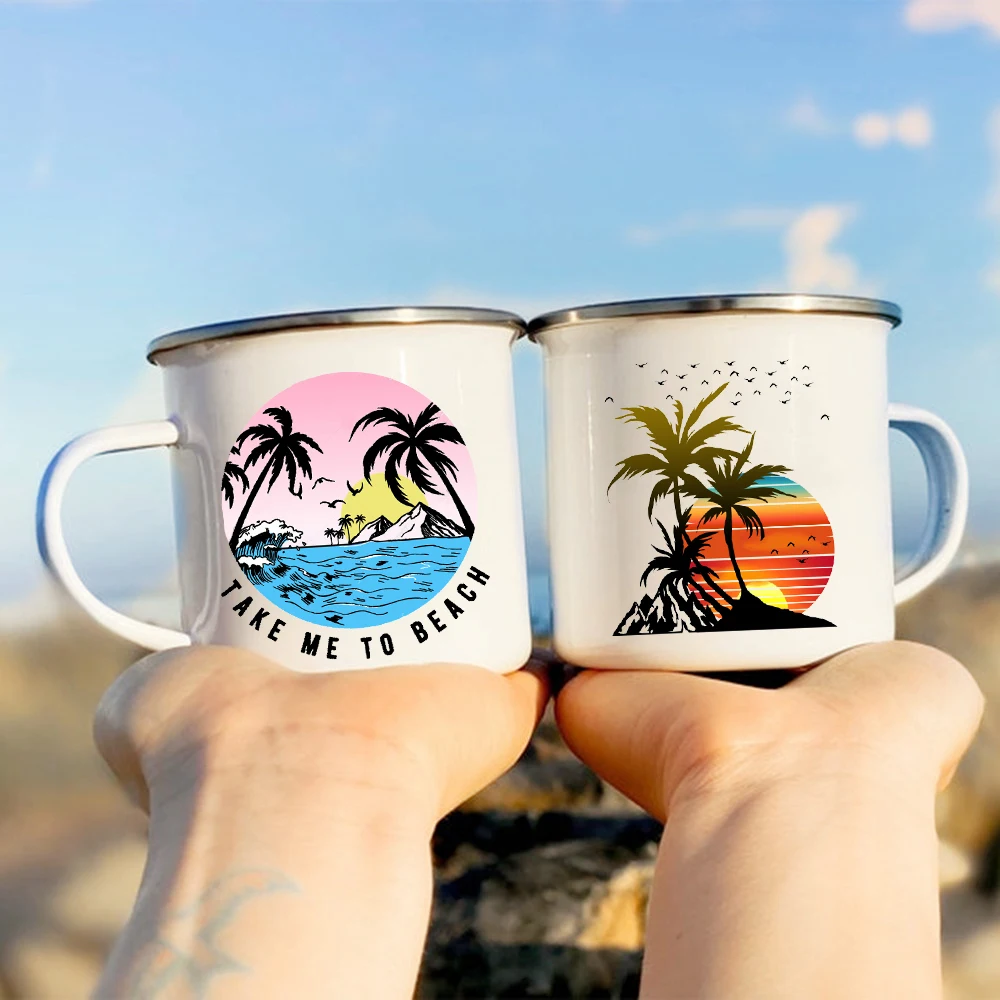 Cute Coffee Mug Summer Gift Ideas Beach Aesthetic Enamel Mug 