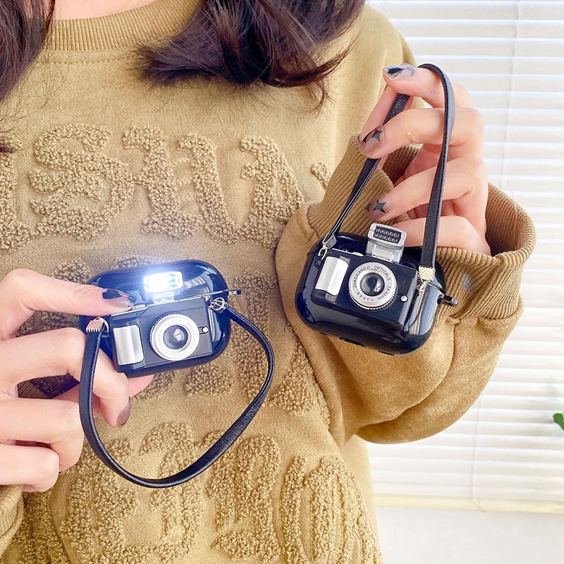 Soft Silicone Earphone Case with Strap and Protective Camera Cover