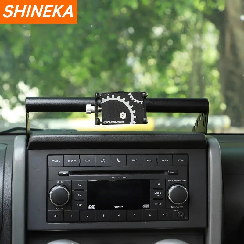 SHINEKA 센터 콘솔 휴대폰 거치대 GPS 스탠드 지지대, 지프 랭글러 JK 2007 2008 2009 2010 2011-2017 인테리어 액세서리
